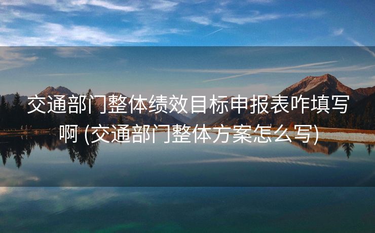 交通部门整体绩效目标申报表咋填写啊 (交通部门整体方案怎么写)