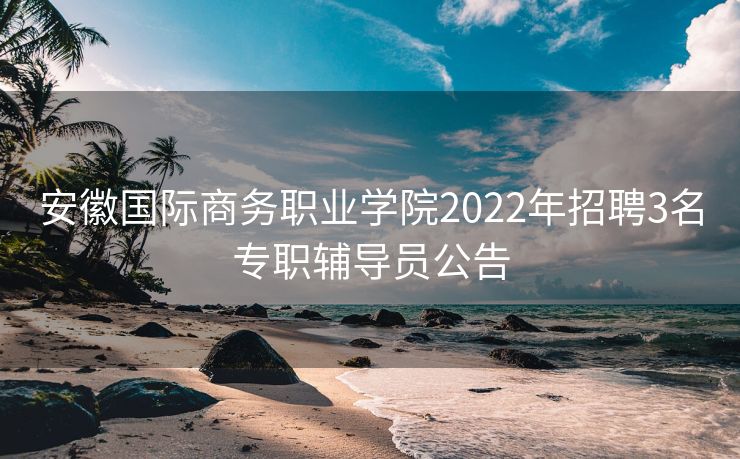 安徽国际商务职业学院2022年招聘3名专职辅导员公告