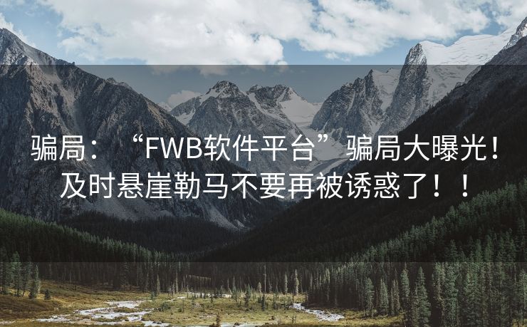 骗局：“FWB软件平台”骗局大曝光！及时悬崖勒马不要再被诱惑了！！