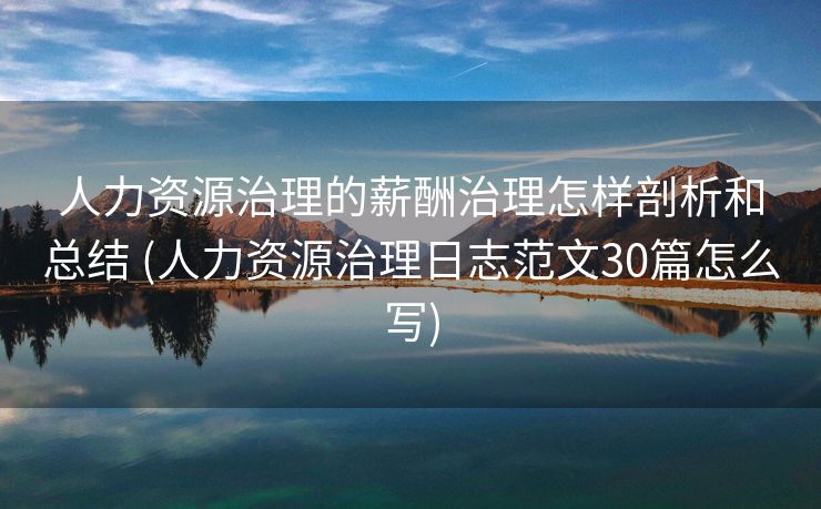 人力资源治理的薪酬治理怎样剖析和总结 (人力资源治理日志范文30篇怎么写)