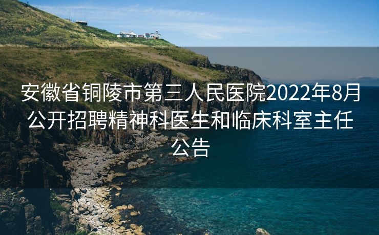 安徽省铜陵市第三人民医院2022年8月公开招聘精神科医生和临床科室主任公告