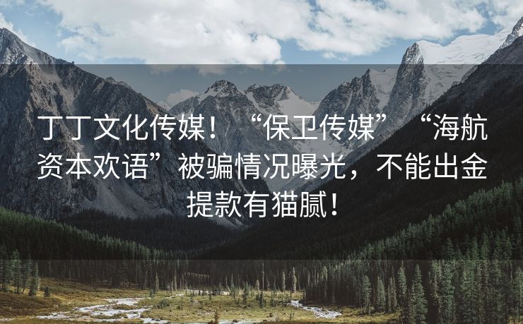 丁丁文化传媒！“保卫传媒”“海航资本欢语”被骗情况曝光，不能出金提款有猫腻！