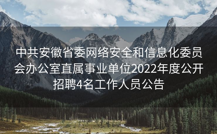 中共安徽省委网络安全和信息化委员会办公室直属事业单位2022年度公开招聘4名工作人员公告