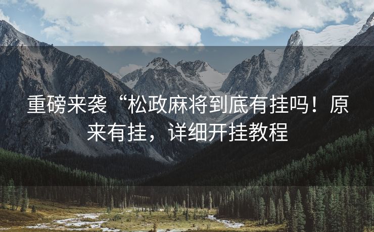 重磅来袭“松政麻将到底有挂吗！原来有挂，详细开挂教程