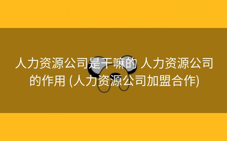 人力资源公司是干嘛的 人力资源公司的作用 (人力资源公司加盟合作)