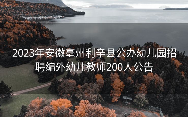 2023年安徽亳州利辛县公办幼儿园招聘编外幼儿教师200人公告