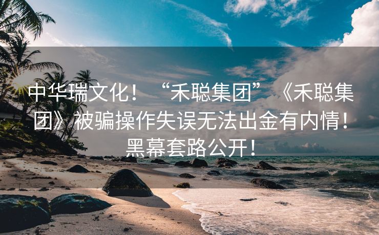 中华瑞文化！“禾聪集团”《禾聪集团》被骗操作失误无法出金有内情！黑幕套路公开！