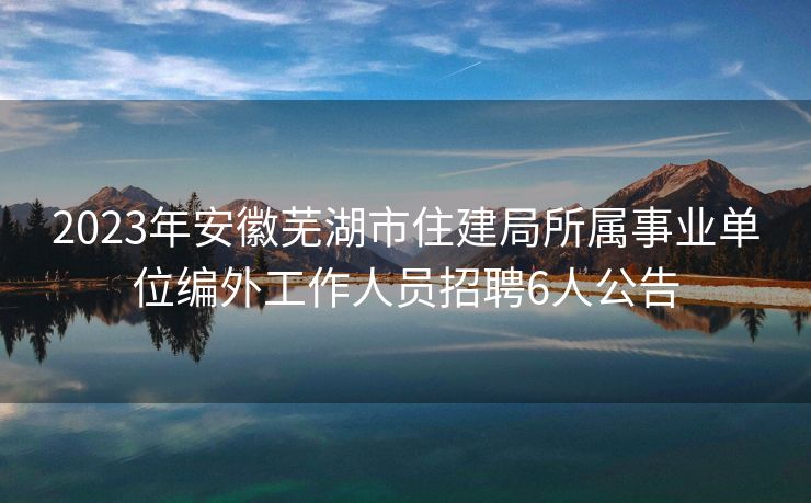 2023年安徽芜湖市住建局所属事业单位编外工作人员招聘6人公告