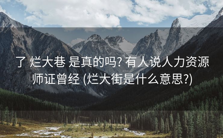 了 烂大巷 是真的吗? 有人说人力资源师证曾经 (烂大街是什么意思?)