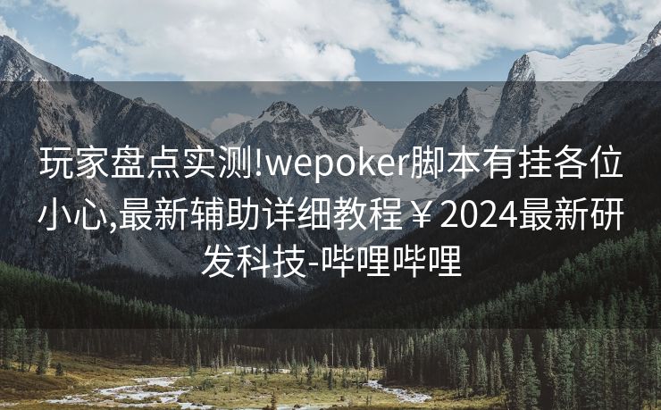 玩家盘点实测!wepoker脚本有挂各位小心,最新辅助详细教程￥2024最新研发科技-哔哩哔哩