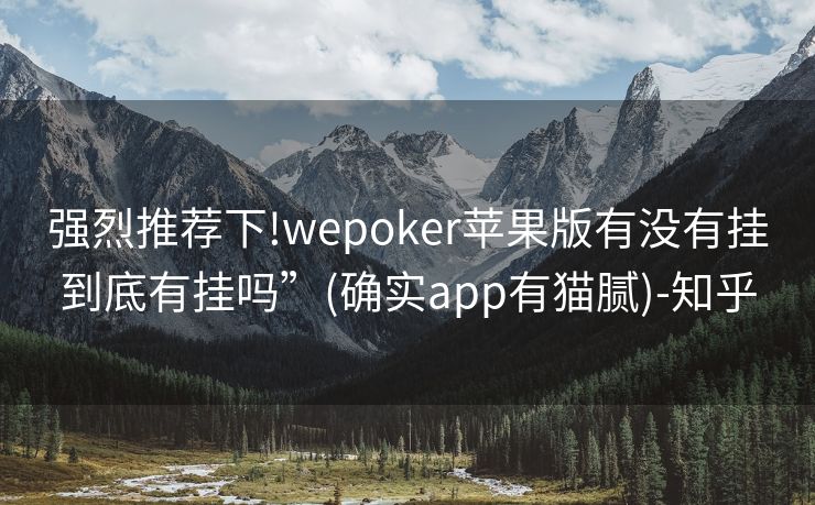 强烈推荐下!wepoker苹果版有没有挂到底有挂吗”(确实app有猫腻)-知乎