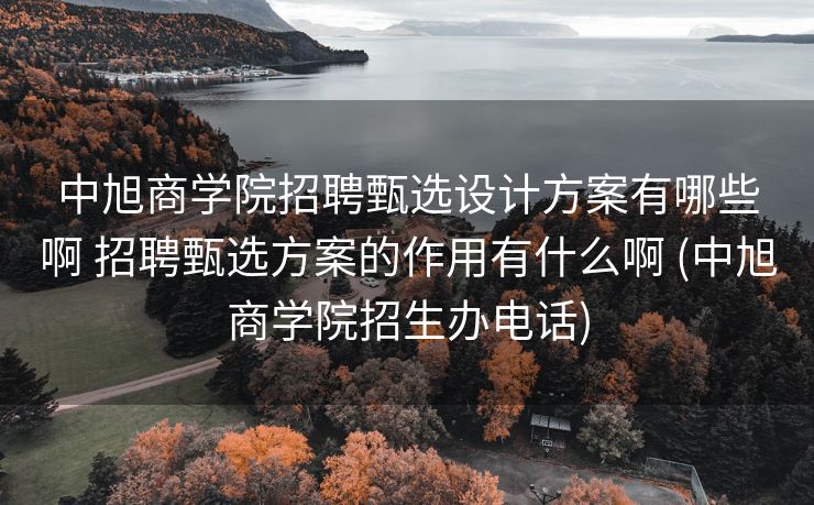 中旭商学院招聘甄选设计方案有哪些啊 招聘甄选方案的作用有什么啊 (中旭商学院招生办电话)