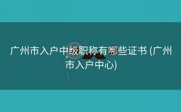 广州市入户中级职称有哪些证书 (广州市入户中心)