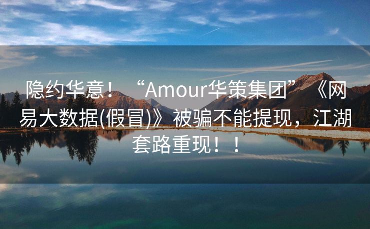 隐约华意！“Amour华策集团”《网易大数据(假冒)》被骗不能提现，江湖套路重现！！