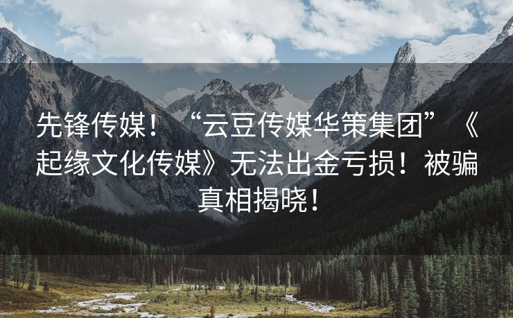 先锋传媒！“云豆传媒华策集团”《起缘文化传媒》无法出金亏损！被骗真相揭晓！