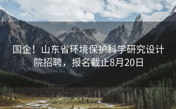 国企！山东省环境保护科学研究设计院招聘，报名截止8月20日