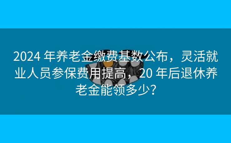 2024 年养老金缴费基数公布，灵活就业人员参保费用提高，20 年后退休养老金能领多少？