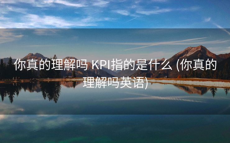 你真的理解吗 KPI指的是什么 (你真的理解吗英语)