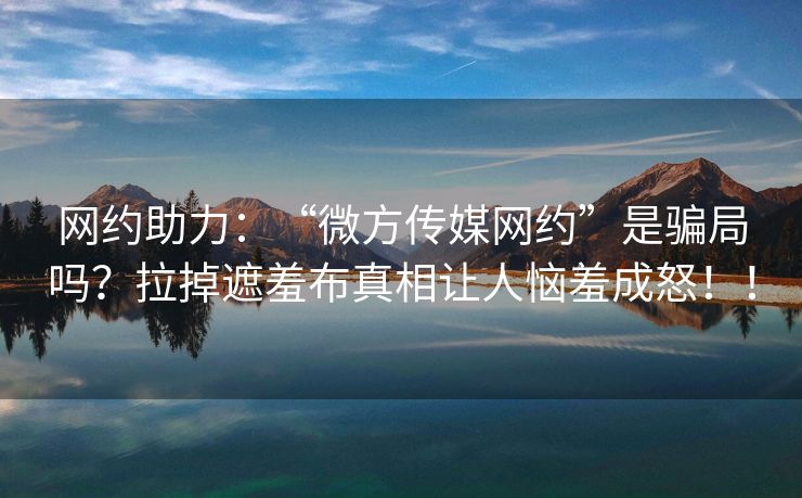 网约助力：“微方传媒网约”是骗局吗？拉掉遮羞布真相让人恼羞成怒！！