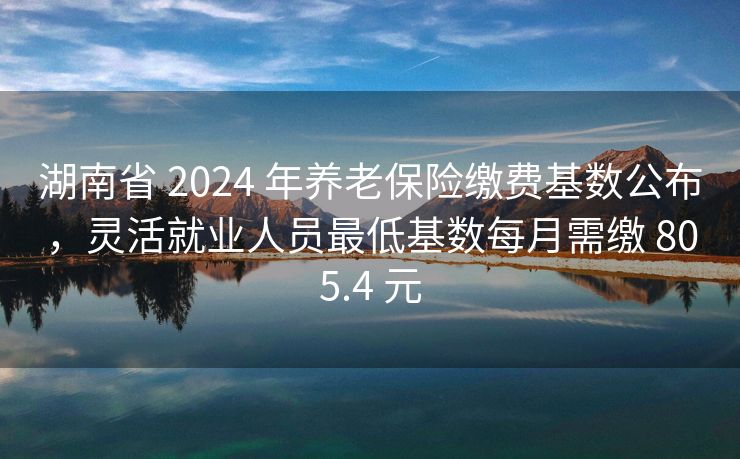 湖南省 2024 年养老保险缴费基数公布，灵活就业人员最低基数每月需缴 805.4 元