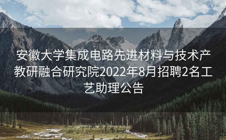 安徽大学集成电路先进材料与技术产教研融合研究院2022年8月招聘2名工艺助理公告