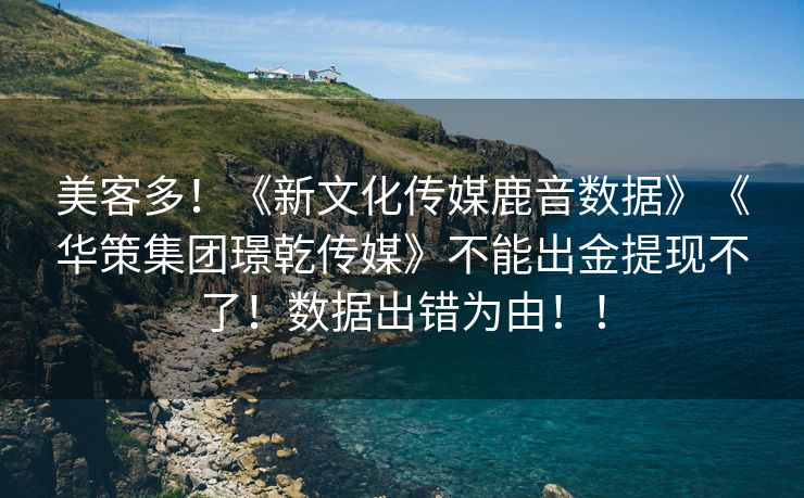 美客多！《新文化传媒鹿音数据》《华策集团璟乾传媒》不能出金提现不了！数据出错为由！！