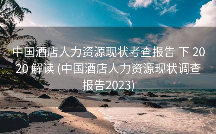 中国酒店人力资源现状考查报告 下 2020 解读 (中国酒店人力资源现状调查报告2023)