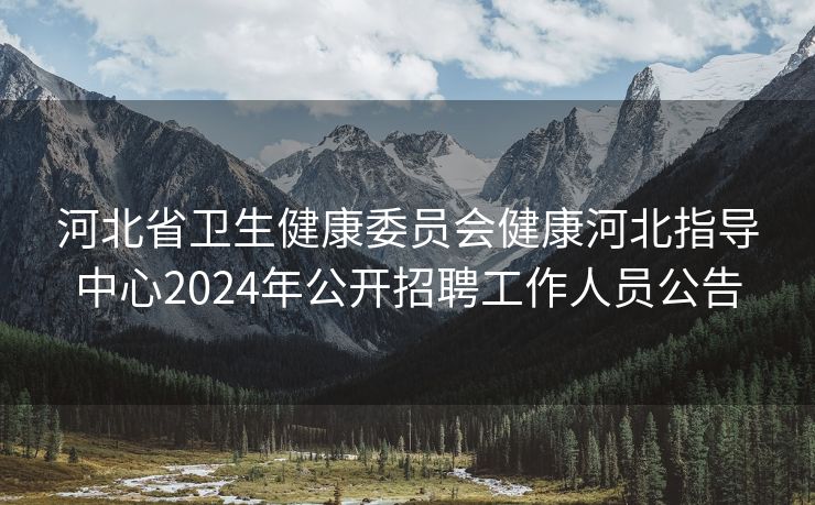 河北省卫生健康委员会健康河北指导中心2024年公开招聘工作人员公告