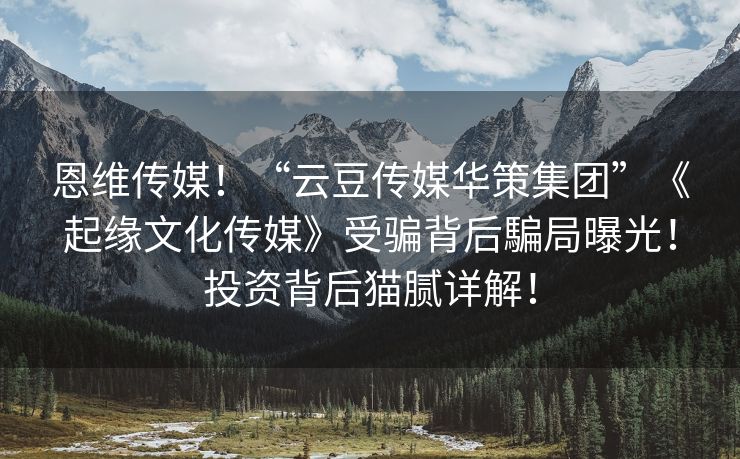 恩维传媒！“云豆传媒华策集团”《起缘文化传媒》受骗背后騙局曝光！投资背后猫腻详解！