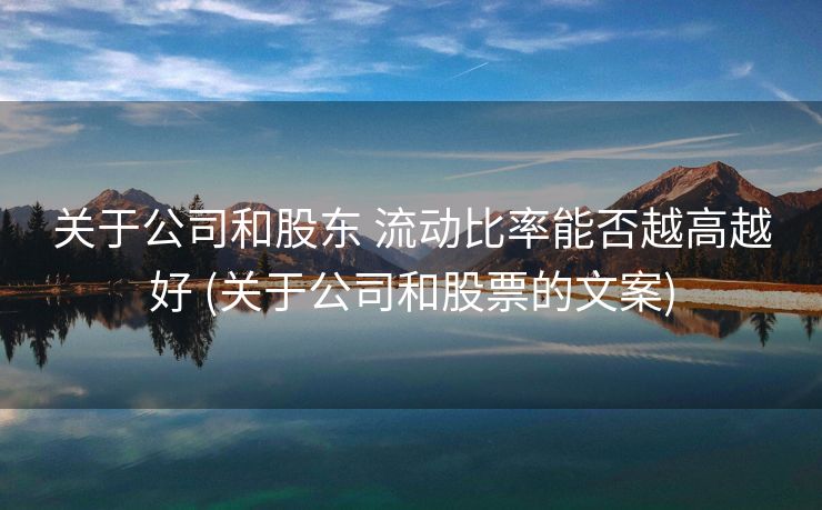 关于公司和股东 流动比率能否越高越好 (关于公司和股票的文案)