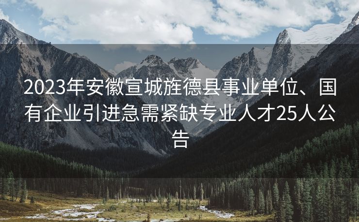 2023年安徽宣城旌德县事业单位、国有企业引进急需紧缺专业人才25人公告