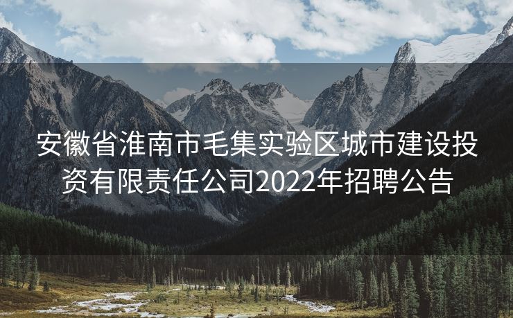 安徽省淮南市毛集实验区城市建设投资有限责任公司2022年招聘公告