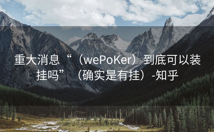 重大消息“（wePoKer）到底可以装挂吗”（确实是有挂）-知乎