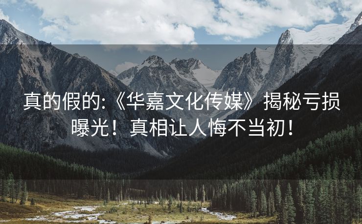 真的假的:《华嘉文化传媒》揭秘亏损曝光！真相让人悔不当初！