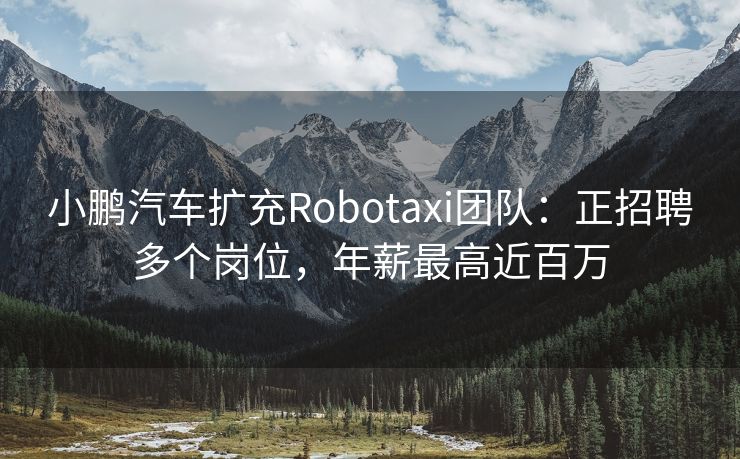 小鹏汽车扩充Robotaxi团队：正招聘多个岗位，年薪最高近百万