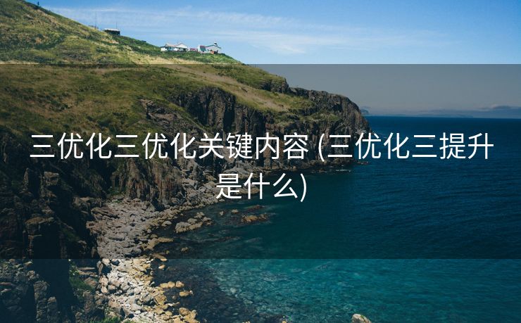 三优化三优化关键内容 (三优化三提升是什么)